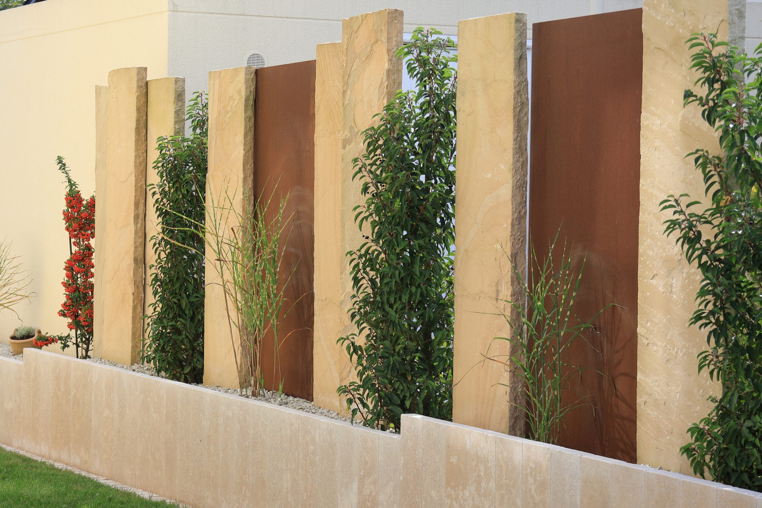 Sandstein Sichtschutzplatte Mint (Lemon)